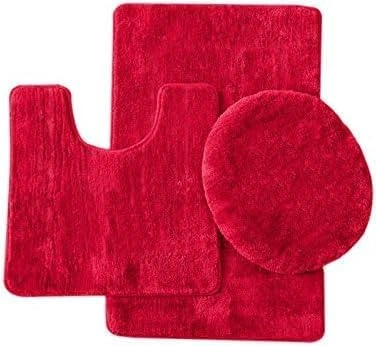 Conjunto de Baño Rojo de Tres Piezas: ¡Pasión, Elegancia y Confort para tu Hogar!